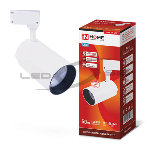 Светильник сд трековый TR-07-TL 50W 6500К 5000Lm IP40 24 град. белый серии TOP-LINE IN HOME