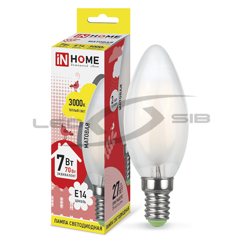 Лампа сд LED-СВЕЧА-deco 7W 230V Е14 630Lm матовая IN HOME