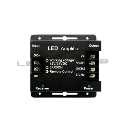 rgb усилитель ls zs-amf-02 a/c, по 8а на канал (общ. 24а) dc12-24v RGB усилитель LS ZS-AMF-02 A/C, по 8А на канал (общ. 24А) DC12-24V