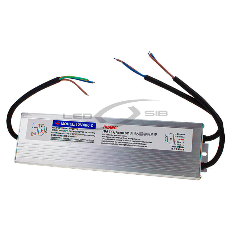 Блок питания влагозащищенный LS Slim 400W DC12V AC170-265V 33.3A (алюм) 253*70*35мм 3Y IP67 HH
