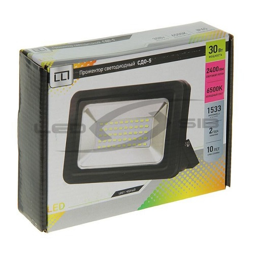 прожектор сд сдо-5-30 30w 6500к 2400lm ip65 Прожектор сд СДО-5-30 30W 6500К 2400Lm IP65