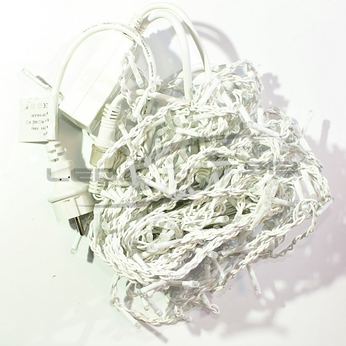 дождь светодиодный ls, 20 нитей, 2х1м, 220v, белый пвх провод с контроллером, стык Дождь светодиодный LS, 20 нитей, 2х1м, 220V, белый ПВХ провод с контроллером, стык