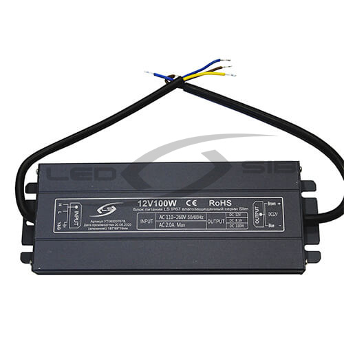 Блок питания влагозащищенный LS серии Slim 100W DC 12V AC 170-265V 8.3A (алюминий) 187*69*19мм IP67