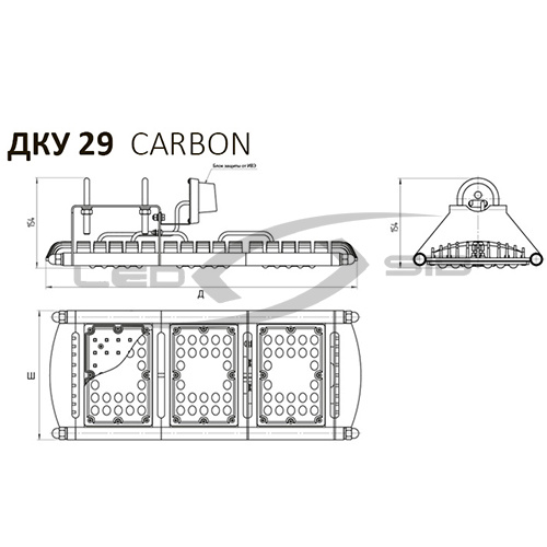 Консольный уличный сд светильник ДКУ 29-80 CARBON 76Вт 387мм