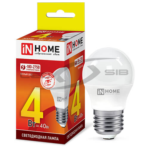 Лампа сд LED-ШАР-VC 4W 230V E27 360Lm IN HOME