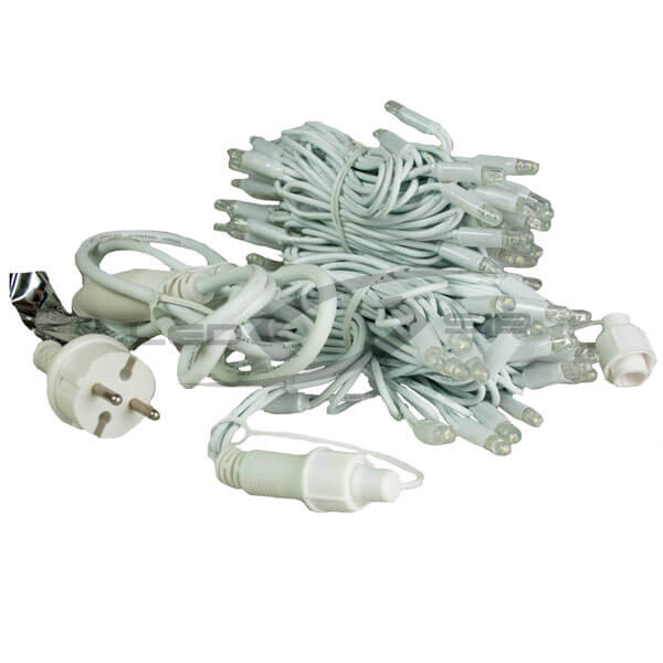 Гирлянда сд LS 5м белый провод D 3,3мм, каучук 2,4W, 50 led, 220V IP65 (без блока)