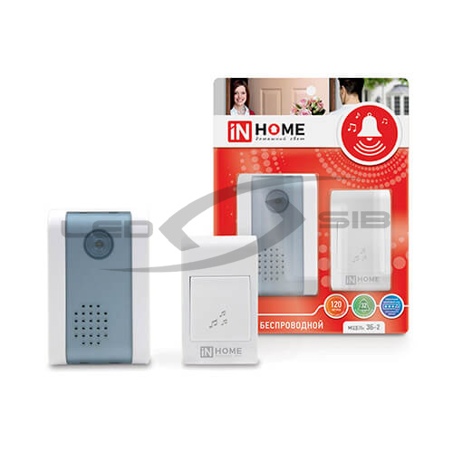 звонок беспроводной 3б-2 32 мелодии 120м с кнопкой бело-серый in home Звонок беспроводной 3Б-2 32 мелодии 120м с кнопкой бело-серый IN HOME