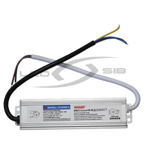 Блок питания влагозащищенный LS Slim 60W DC 12V AC 110-265V 5A (алюм) 150*43*21мм 3Y IP67 HH