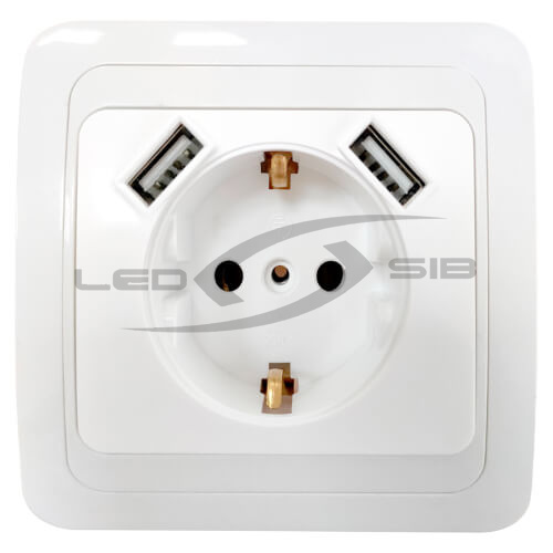 Розетка 1ая с заземлением CLASSICO с двумя USB белая 2047 IN HOME