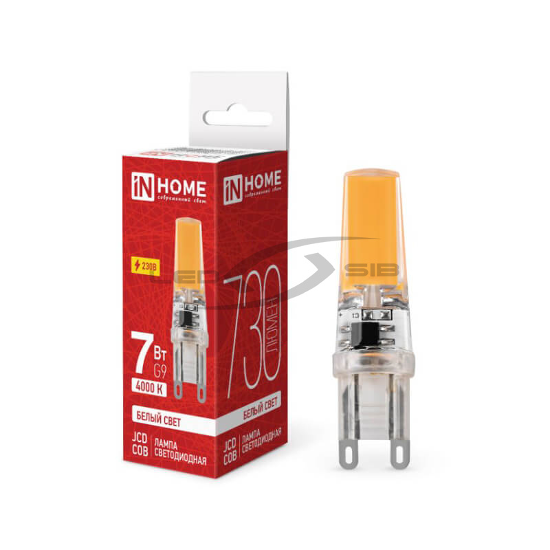 Лампа сд LED-JCD-COB 7W 230V G9 730Lm IN HOME