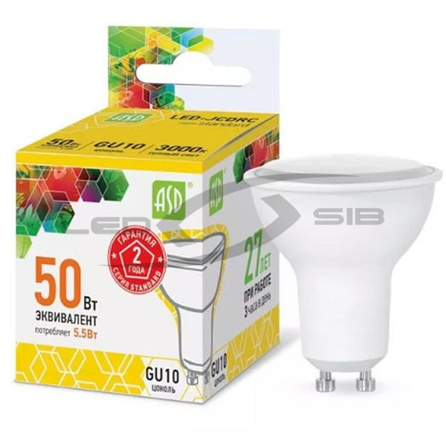Лампа сд LED-JCDRС  5.5W 230V GU10 495Lm