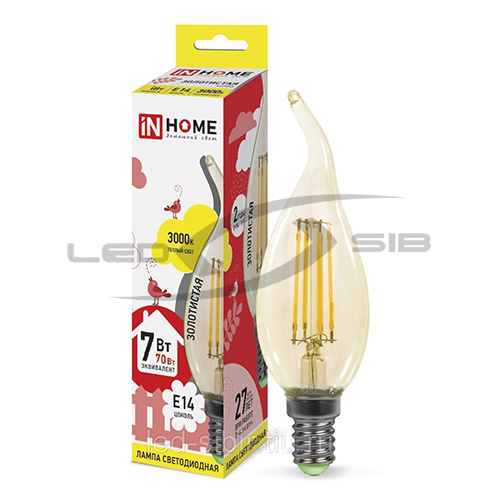 Лампа светодиодная LED-СВЕЧА НА ВЕТРУ-deco 7W 230V E14 630Lm матовая IN HOME