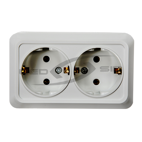 Розетка 2ая накл с з/к BOLLETO белая накладная 7128