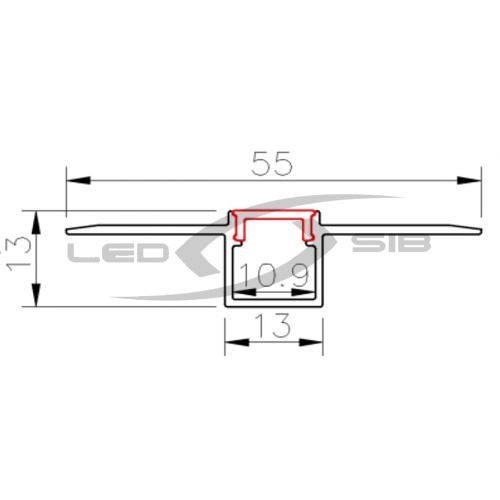 встраиваемый алюминиевый профиль в гипсокартон (с экраном) ls-yf-843, 2000х55х13 мм      Встраиваемый алюминиевый профиль в гипсокартон (с экраном) LS-YF-843, 2000х55х13 мм     