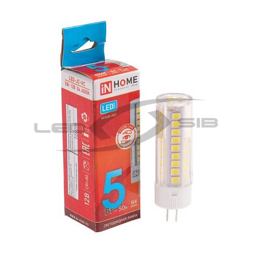 Лампа сд LED-JC 5.0W 12V G4 480Lm IN HOME
