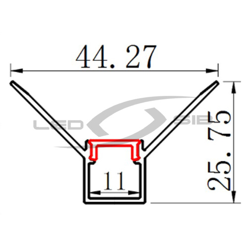 встраиваемый алюминиевый профиль в гипсокартон (с экраном) ls-yf-844, 2000х44х25 мм      Встраиваемый алюминиевый профиль в гипсокартон (с экраном) LS-YF-844, 2000х44х25 мм     